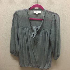 LOFT Patterned Tie-Neck Top